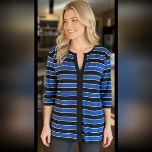 Michael Kors Striped Blue and Black Women's Top